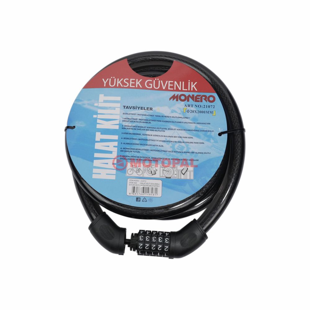 HALAT KİLİT DOLAMALI 20 X 200 CM 5Lİ DEĞİŞTİRİLEBİLİR ŞİFRELİ