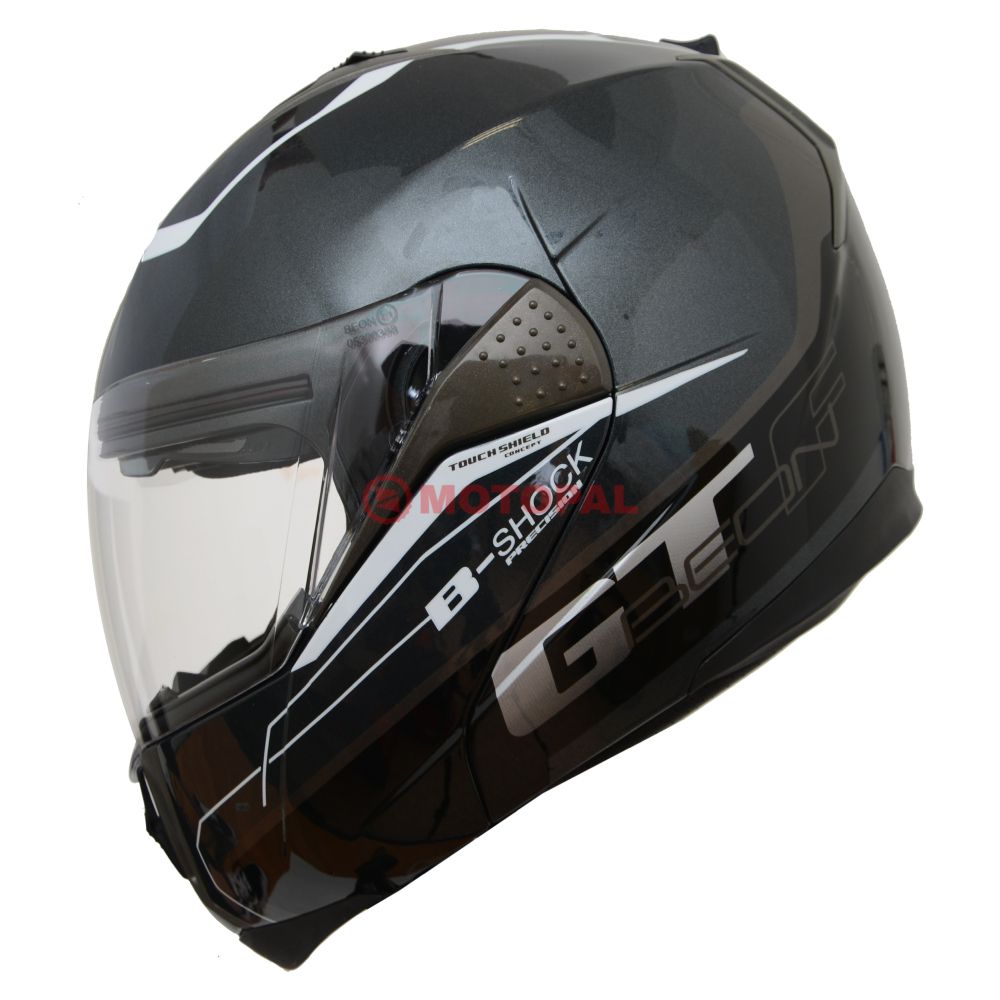 BEON- ÇENE AÇILIR VİZÖRLÜ KASK [B700] [GRİ-SİYAH] [B-SHOCK] [S]