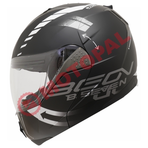 BEON- ÇENE AÇILIR VİZÖRLÜ KASK [B700] [SİYAH - BEYAZ] [VERTİGO] [L]