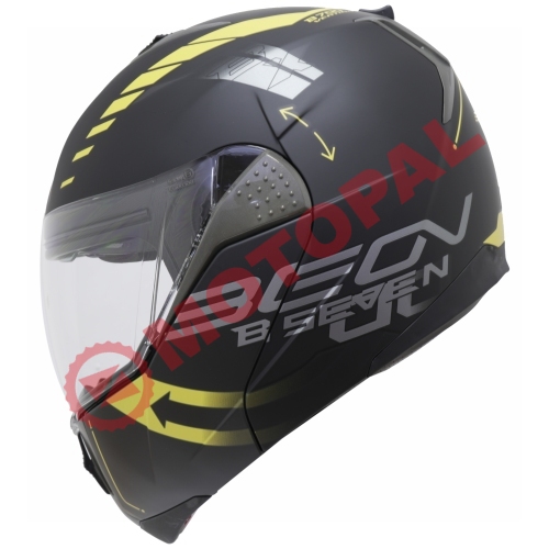 BEON- ÇENE AÇILIR VİZÖRLÜ KASK [B700] [SİYAH - SARI] [VERTİGO] [M]