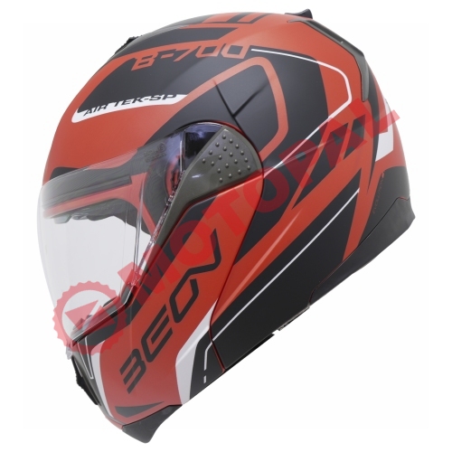 BEON- ÇENE AÇILIR VİZÖRLÜ KASK [B700] [KIRMIZI - SİYAH] [AIR TEK] [XL]