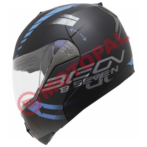 BEON- ÇENE AÇILIR VİZÖRLÜ KASK [B700] [SİYAH - MAVİ] [VERTİGO] [L]