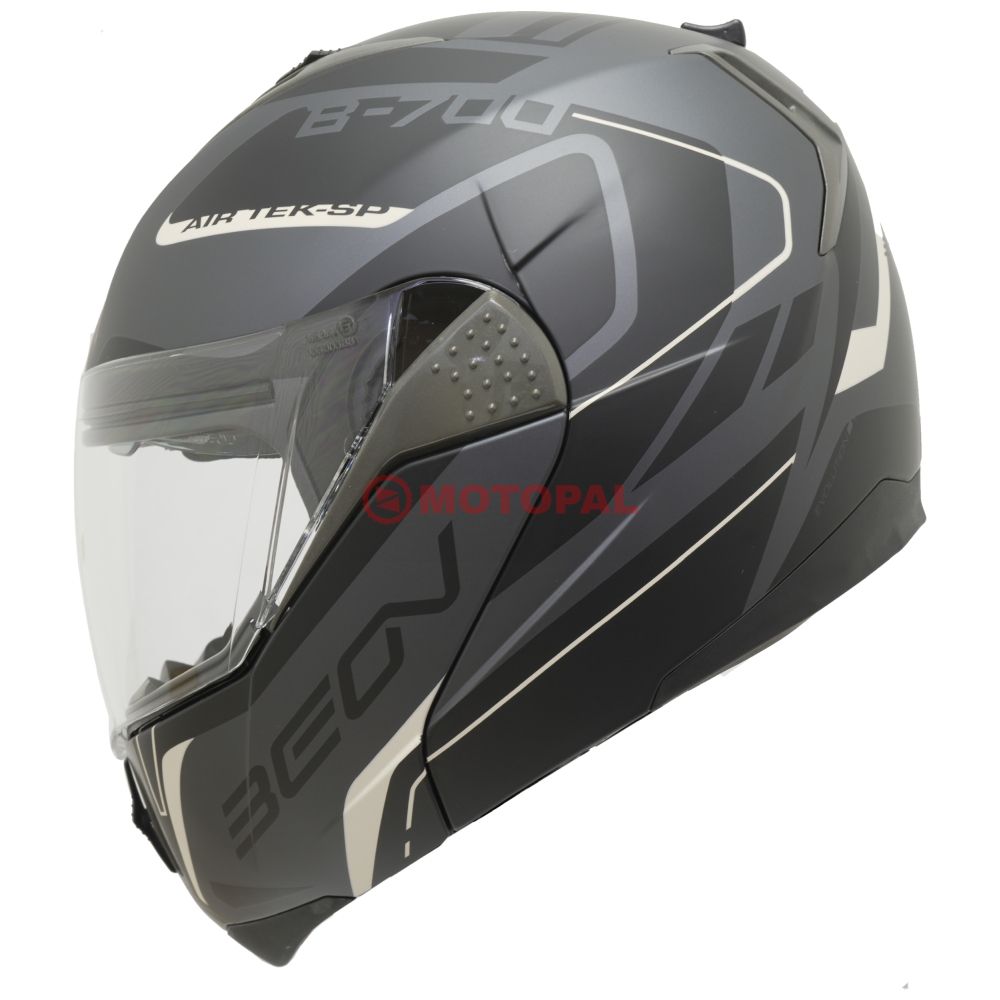 BEON- ÇENE AÇILIR VİZÖRLÜ KASK [B700] [SİYAH - KREM] [AIR TEK] [M]