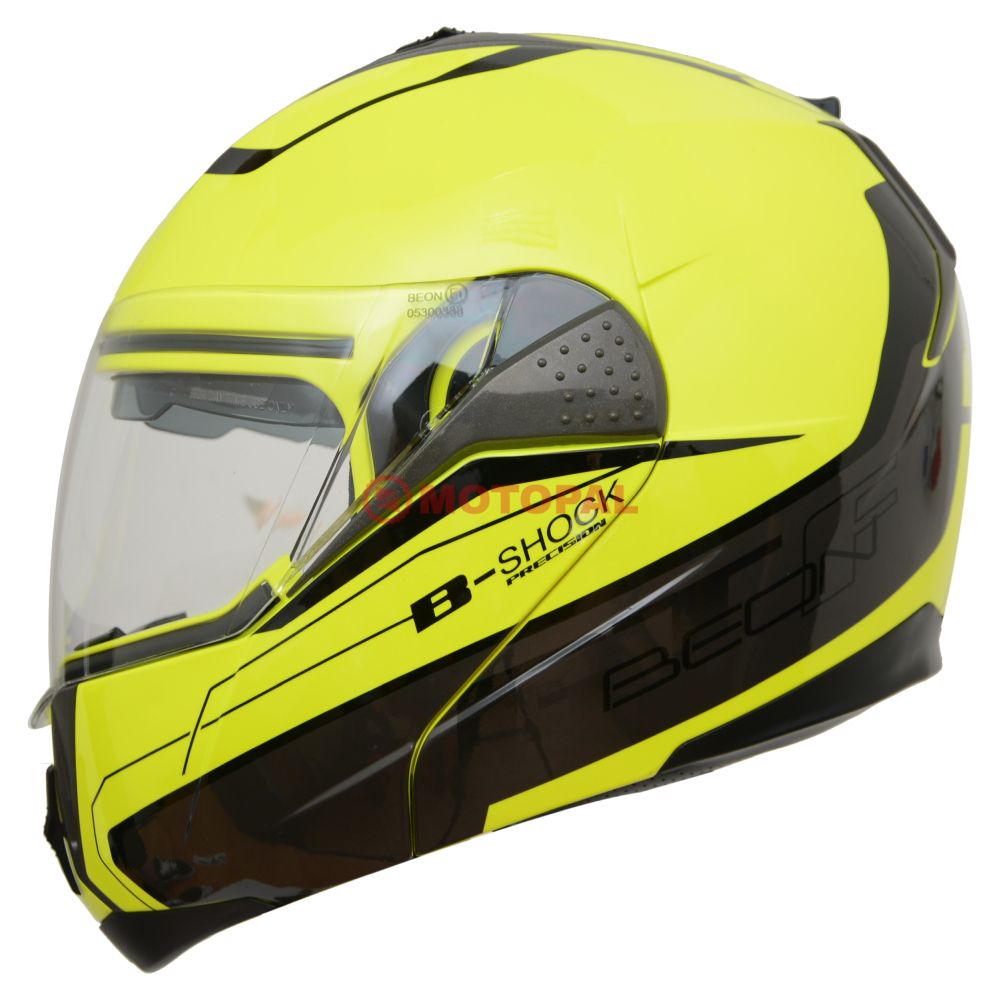 BEON- ÇENE AÇILIR VİZÖRLÜ KASK [B700] [NEON SARI] [B-SHOCK] [S]