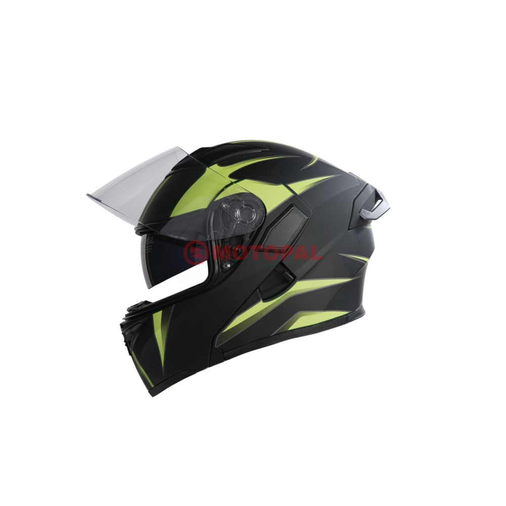 KC-ÇENE AÇILIR VİZÖRLÜ KASK [KC902B] MAT SİYAH - NEON YEŞİL [M] E BELGELİ