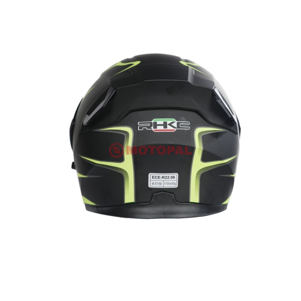 KC-ÇENE AÇILIR VİZÖRLÜ KASK [KC902B] MAT SİYAH - NEON YEŞİL [XL] E BELGELİ