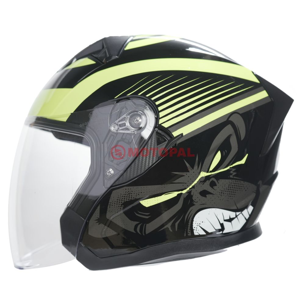 KC-ÇENESİZ VİZÖRLÜ YAZLIK KASK [KC528-1] SİYAH - NEON YEŞİL [XL] E BELGELİ