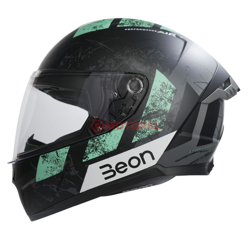 BEON- KAPALI KASK [FULL FACE] [B507] [SİYAH-YEŞİL-GRİ] [L]