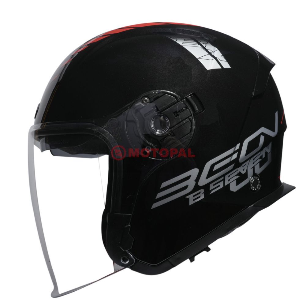 BEON- ÇENESİZ VİZÖRLÜ YAZLIK KASK [B203] [SİYAH-KIRMIZI] [XL]